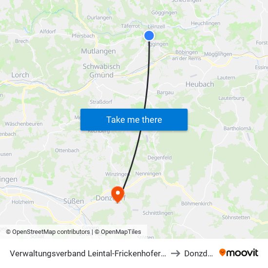 Verwaltungsverband Leintal-Frickenhofer Höhe to Donzdorf map