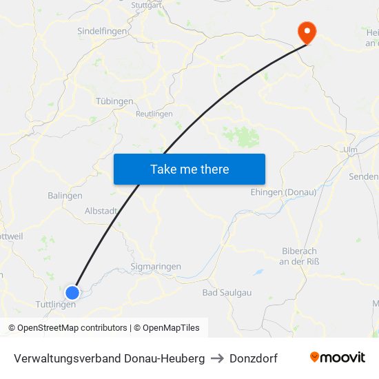 Verwaltungsverband Donau-Heuberg to Donzdorf map
