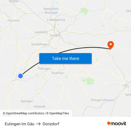 Eutingen Im Gäu to Donzdorf map