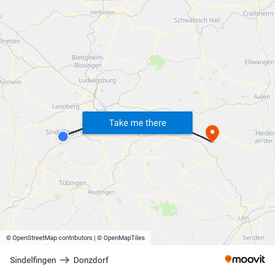 Sindelfingen to Donzdorf map