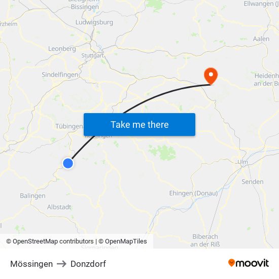 Mössingen to Donzdorf map