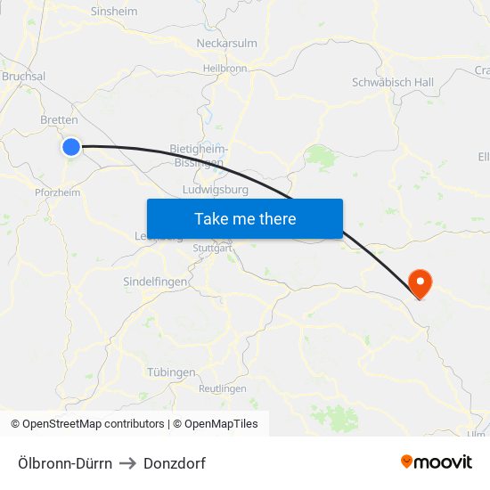 Ölbronn-Dürrn to Donzdorf map