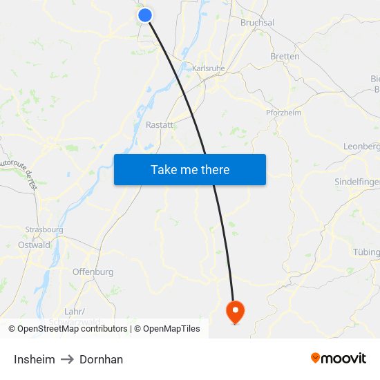 Insheim to Dornhan map