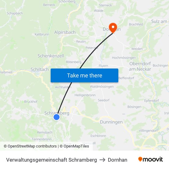 Verwaltungsgemeinschaft Schramberg to Dornhan map