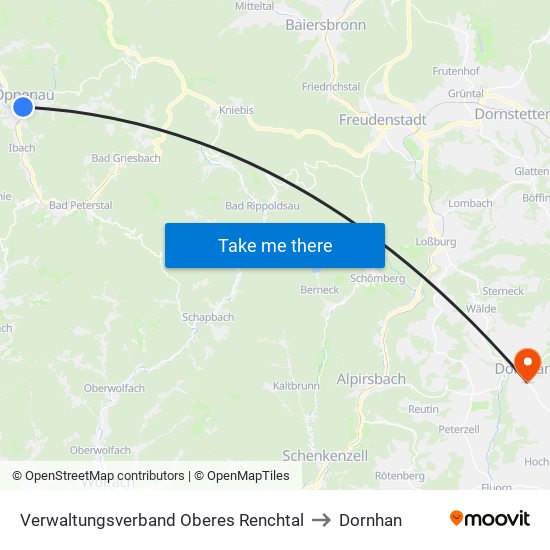 Verwaltungsverband Oberes Renchtal to Dornhan map