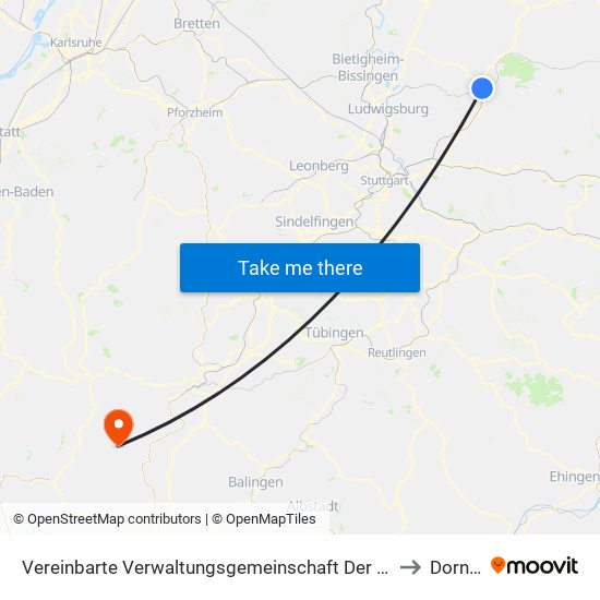 Vereinbarte Verwaltungsgemeinschaft Der Stadt Backnang to Dornhan map