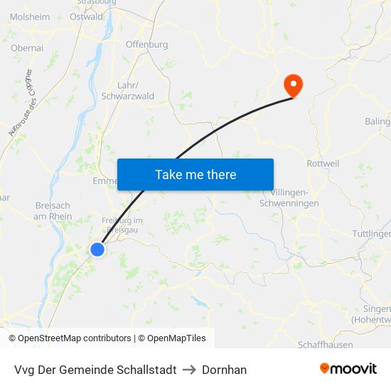 Vvg Der Gemeinde Schallstadt to Dornhan map