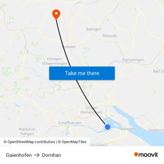 Gaienhofen to Dornhan map