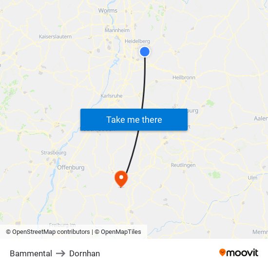 Bammental to Dornhan map