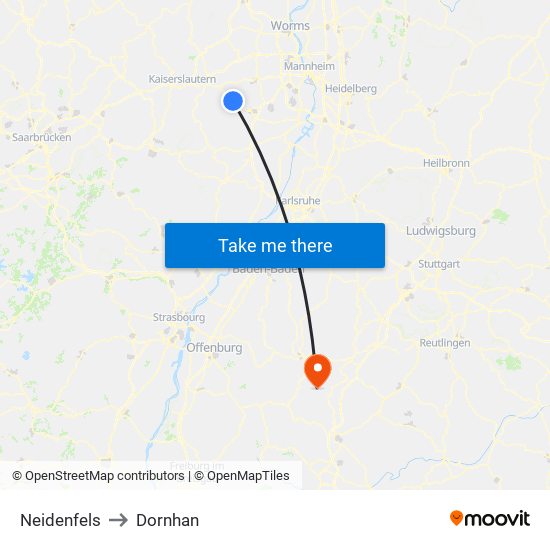 Neidenfels to Dornhan map