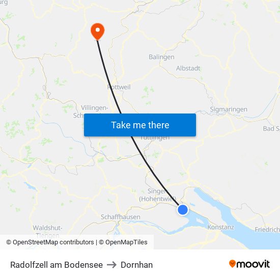 Radolfzell am Bodensee to Dornhan map