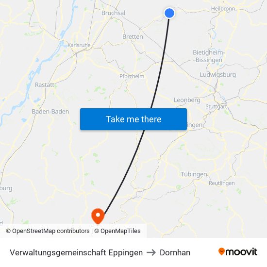 Verwaltungsgemeinschaft Eppingen to Dornhan map