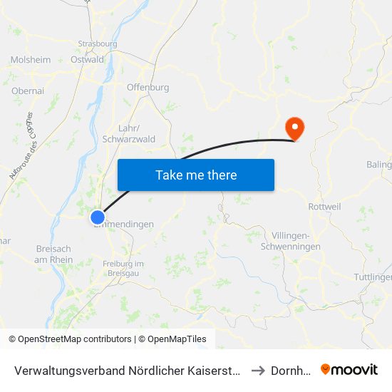 Verwaltungsverband Nördlicher Kaiserstuhl to Dornhan map