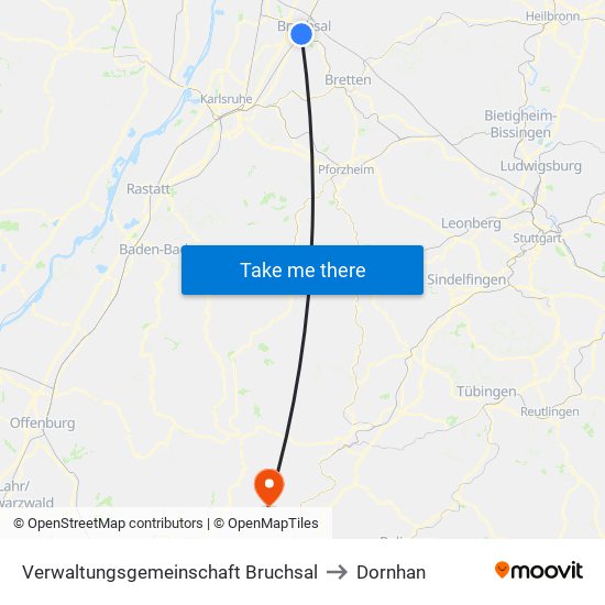 Verwaltungsgemeinschaft Bruchsal to Dornhan map