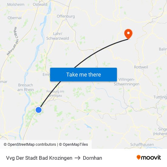 Vvg Der Stadt Bad Krozingen to Dornhan map