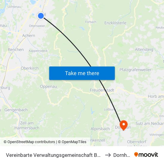 Vereinbarte Verwaltungsgemeinschaft Bühl to Dornhan map