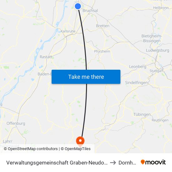 Verwaltungsgemeinschaft Graben-Neudorf to Dornhan map