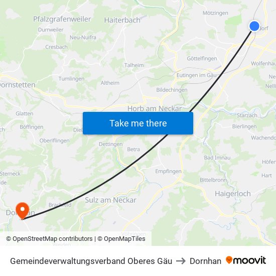 Gemeindeverwaltungsverband Oberes Gäu to Dornhan map