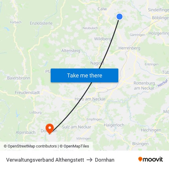 Verwaltungsverband Althengstett to Dornhan map