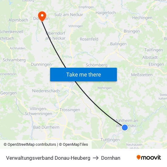 Verwaltungsverband Donau-Heuberg to Dornhan map