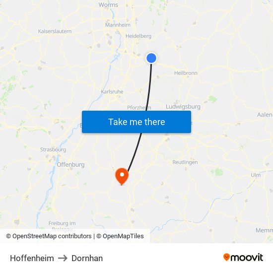 Hoffenheim to Dornhan map