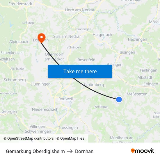 Gemarkung Oberdigisheim to Dornhan map