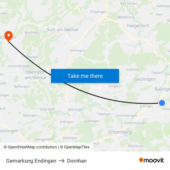 Gemarkung Endingen to Dornhan map