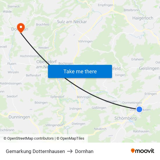 Gemarkung Dotternhausen to Dornhan map