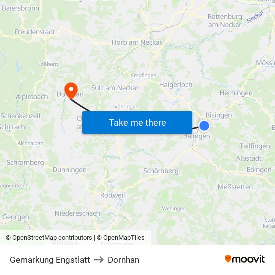 Gemarkung Engstlatt to Dornhan map