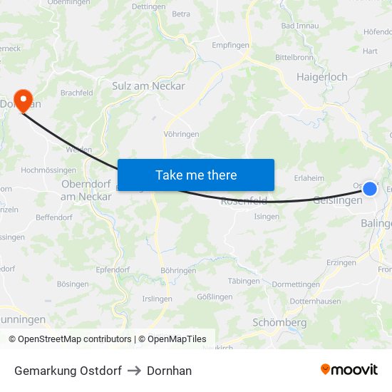 Gemarkung Ostdorf to Dornhan map