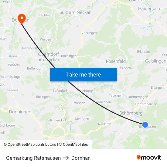 Gemarkung Ratshausen to Dornhan map