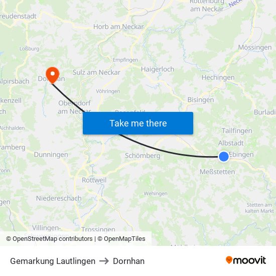 Gemarkung Lautlingen to Dornhan map