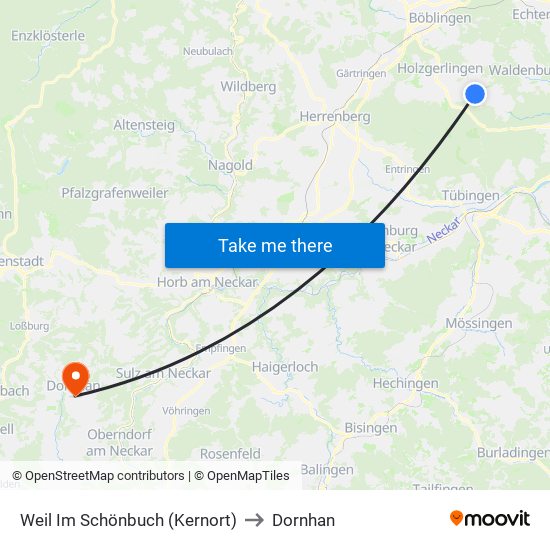 Weil Im Schönbuch (Kernort) to Dornhan map