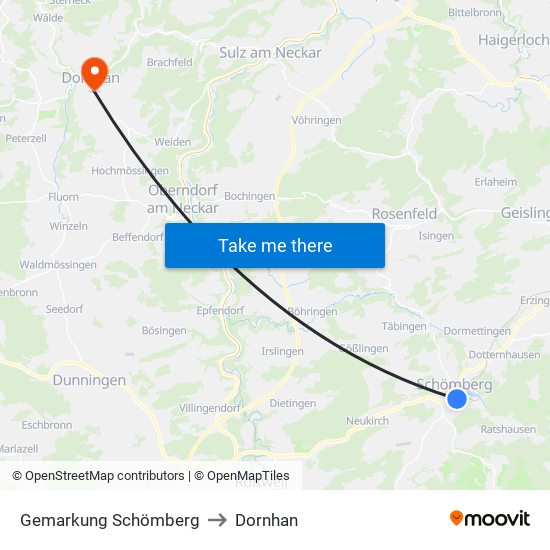 Gemarkung Schömberg to Dornhan map