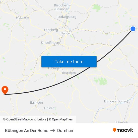 Böbingen An Der Rems to Dornhan map