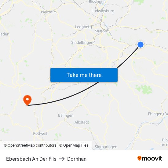 Ebersbach An Der Fils to Dornhan map