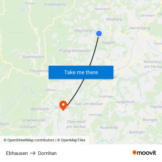 Ebhausen to Dornhan map