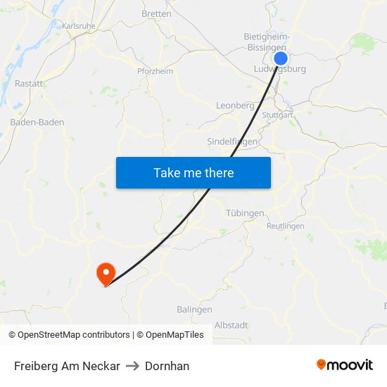 Freiberg Am Neckar to Dornhan map