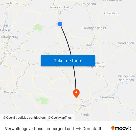 Verwaltungsverband Limpurger Land to Dornstadt map