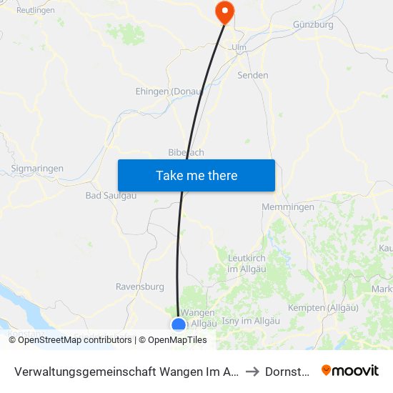 Verwaltungsgemeinschaft Wangen Im Allgäu to Dornstadt map