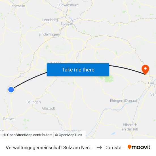 Verwaltungsgemeinschaft Sulz am Neckar to Dornstadt map