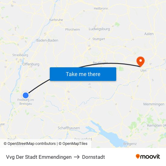 Vvg Der Stadt Emmendingen to Dornstadt map