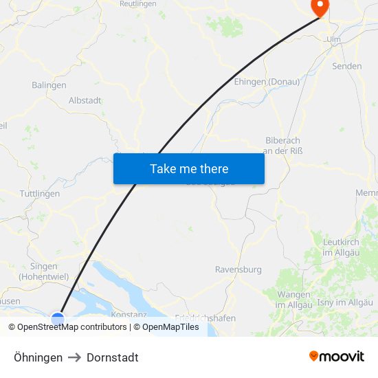 Öhningen to Dornstadt map