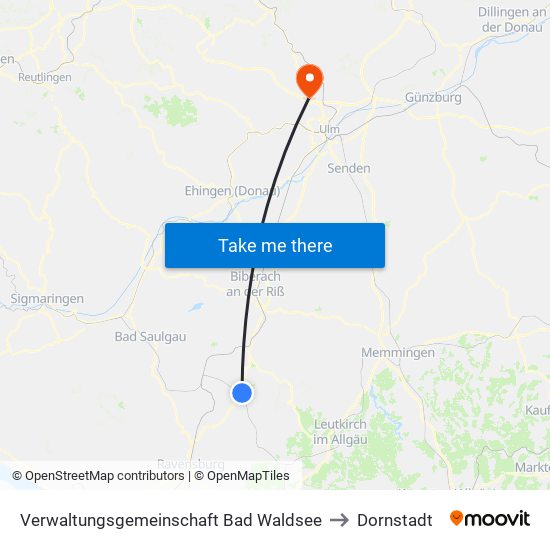 Verwaltungsgemeinschaft Bad Waldsee to Dornstadt map