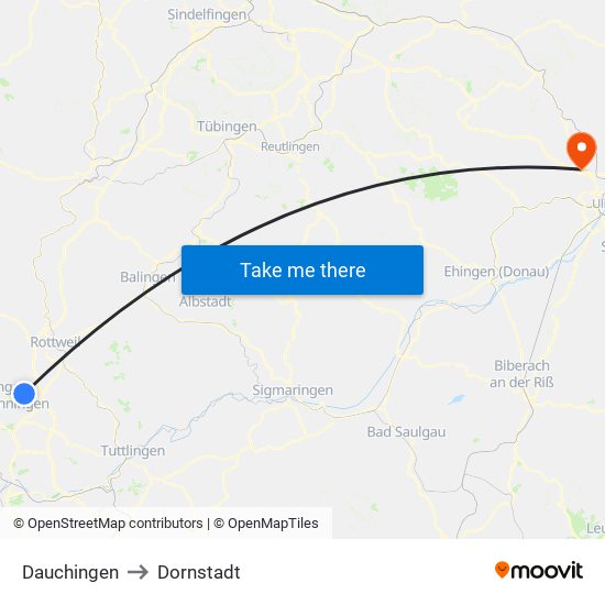 Dauchingen to Dornstadt map