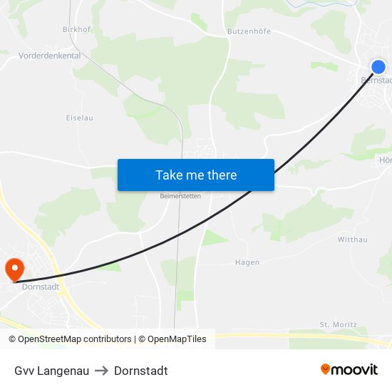 Gvv Langenau to Dornstadt map