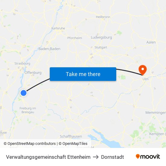 Verwaltungsgemeinschaft Ettenheim to Dornstadt map