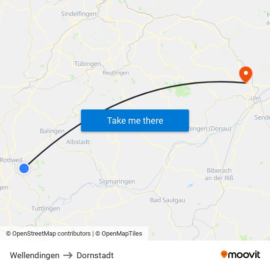 Wellendingen to Dornstadt map