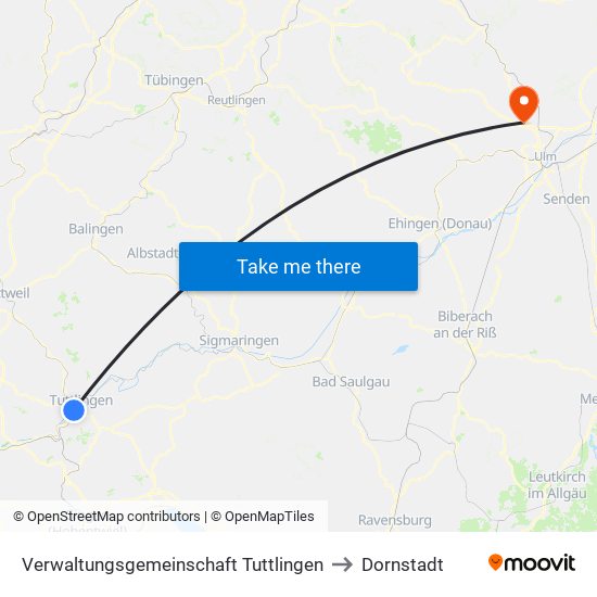 Verwaltungsgemeinschaft Tuttlingen to Dornstadt map