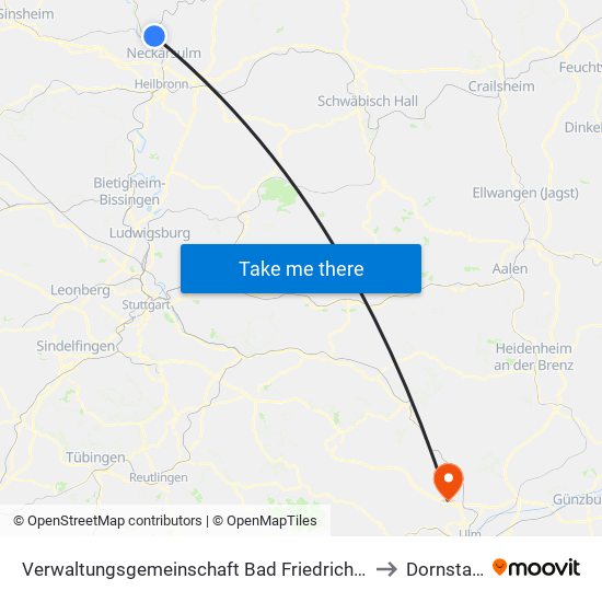 Verwaltungsgemeinschaft Bad Friedrichshall to Dornstadt map